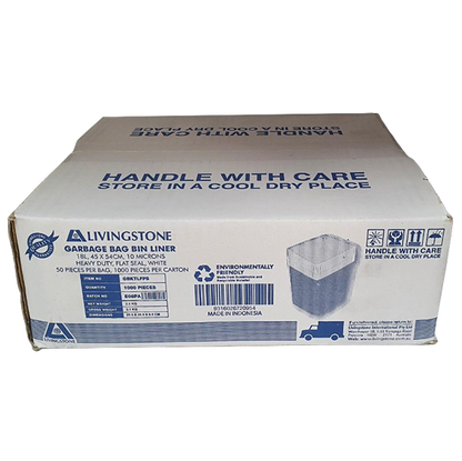 Livingstone Garbage Bag Bin Liner 18 Litres 45 x 54cm 1000/Carton - White x15