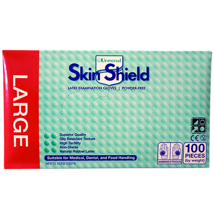 Universal Skin Shield Biodegradable Latex Examination Gloves ASTM Powder Free Large HACCP 100/Box - Cream x45