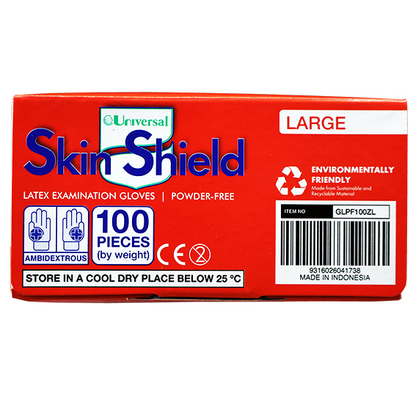 Universal Skin Shield Biodegradable Latex Examination Gloves ASTM Powder Free Large HACCP 100/Box - Cream x45