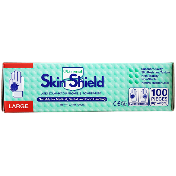 Universal Skin Shield Biodegradable Latex Examination Gloves ASTM Powder Free Large HACCP 100/Box - Cream x45
