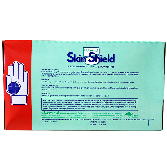 Universal Skin Shield Biodegradable Latex Examination Gloves ASTM Powder Free Large HACCP 100/Box - Cream x45