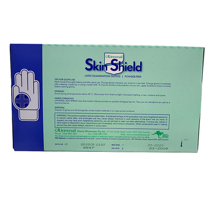 Universal Skin Shield Latex Examination Gloves ASTM Powder Free Medium HACCP 100/Box - Cream x45