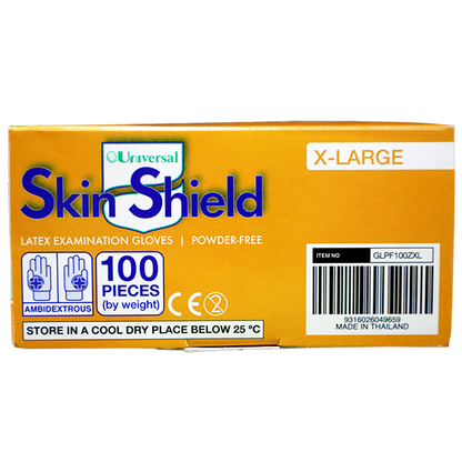 Universal Skin Shield Biodegradable Latex Examination Gloves ASTM Powder Free Extra Large HACCP 100/Box 1000/Carton - Cream x5
