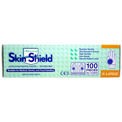 Universal Skin Shield Biodegradable Latex Examination Gloves ASTM Powder Free Extra Large HACCP 100/Box 1000/Carton - Cream x5