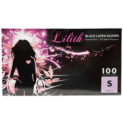 Lilith Salon Latex Gloves Smooth Feel Powder Free Small 100/Box - Black x40
