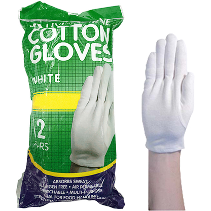 Livingstone Cotton Gloves Extra Small 12 Pairs/Bag - White x45