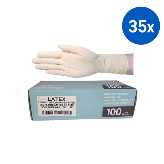 Economy Latex Gloves 30cm Extra Large 100/Box - Cream x35