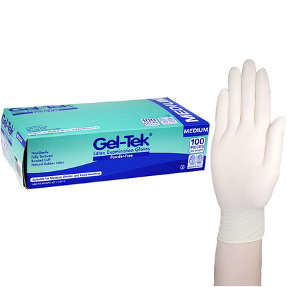 Geltek Latex Examination Gloves Powder Free AS/NZ Non-Sterile Medium 100/Box - Cream x45