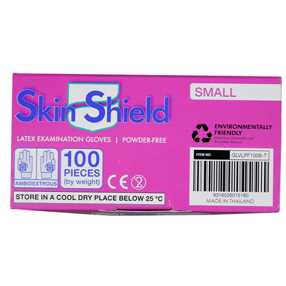 Skin Shield Latex Examination Gloves Powder Free AS/NZ HACCP Small 100/Box - Cream x40