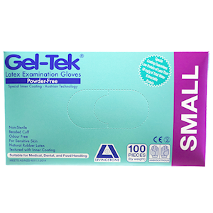 Geltek Latex Examination Gloves AS/NZ Polymer Coated Small Size 100 Pieces/Box 10 Boxes/Carton - Cream x5