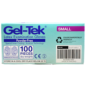 Geltek Latex Examination Gloves AS/NZ Polymer Coated Small Size 100 Pieces/Box 10 Boxes/Carton - Cream x5