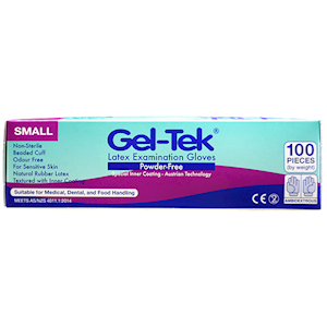 Geltek Latex Examination Gloves AS/NZ Polymer Coated Small Size 100 Pieces/Box 10 Boxes/Carton - Cream x5