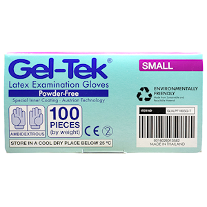 Geltek Latex Examination Gloves AS/NZ Polymer Coated Small Size 100 Pieces/Box 10 Boxes/Carton - Cream x5
