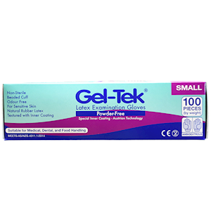 Geltek Latex Examination Gloves AS/NZ Polymer Coated Small Size 100 Pieces/Box 10 Boxes/Carton - Cream x5
