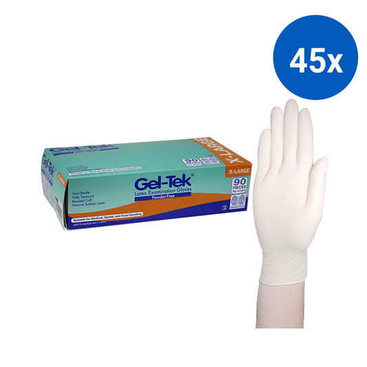 Geltek Latex Examination Gloves Powder Free AS/NZ Non-Sterile Extra Large 90/Box - Cream x45