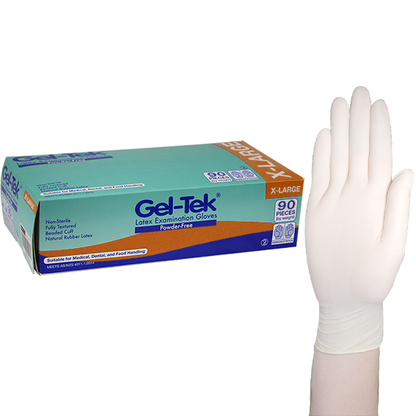 Geltek Latex Examination Gloves Powder Free AS/NZ Non-Sterile Extra Large 90/Box - Cream x45
