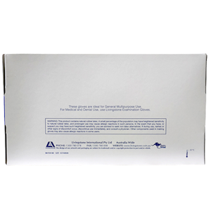 Livingstone Biodegradable Latex Examination Gloves ASTM Certified Low Powder Medium Size 100 Pieces/Box - Blue x15