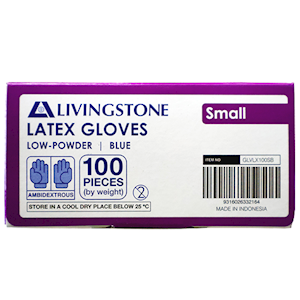 Livingstone Biodegradable Latex Examination Gloves Low Powde Small Size - Blue x50