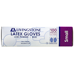 Livingstone Biodegradable Latex Examination Gloves Low Powde Small Size - Blue x50
