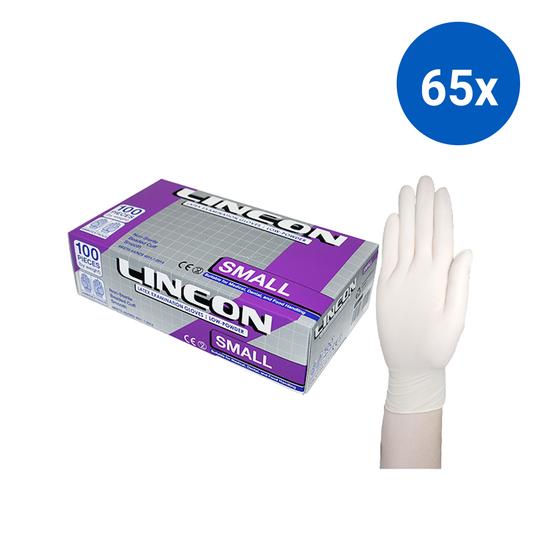 NY 2025 Special Lincon Latex Examination Gloves Small 100 Pcs/Box - Cream x65