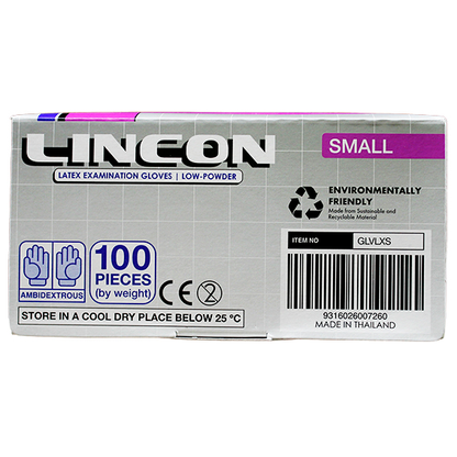 NY 2025 Special Lincon Latex Examination Gloves Small 100 Pcs/Box - Cream x65