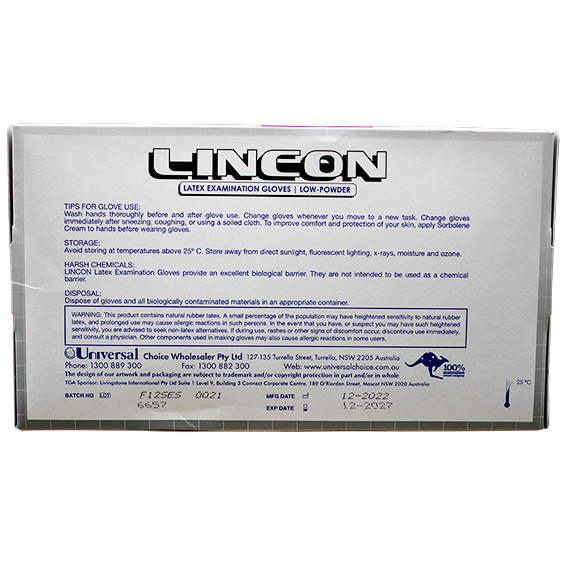 NY 2025 Special Lincon Latex Examination Gloves Small 100 Pcs/Box - Cream x65