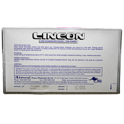 NY 2025 Special Lincon Latex Examination Gloves Small 100 Pcs/Box - Cream x65