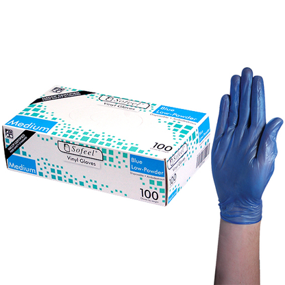 Sofeel Vinyl Gloves Recyclable 4.5g HACCP Low Powder Medium 100/Box - Blue x85