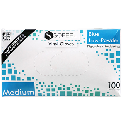 Sofeel Vinyl Gloves Recyclable 4.5g HACCP Low Powder Medium 100/Box - Blue x85