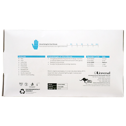 Sofeel Vinyl Gloves Recyclable 4.5g HACCP Low Powder Medium 100/Box - Blue x85