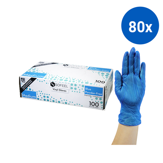 Sofeel Vinyl Gloves Recyclable 4.5g HACCP Grade Powder Free Medium 100/Box - Blue x80