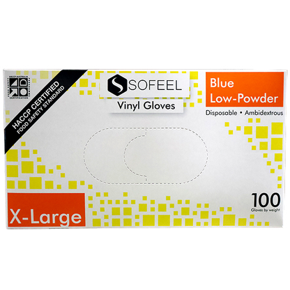 Sofeel Vinyl Gloves Recyclable 5.5g HACCP Low Powder Extra Large 100/Box - Blue x85
