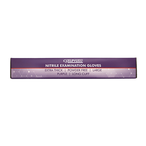 CytoProtec Extra Thick Nitrile Examination Gloves Powder Free Large Long Cuff 50/Box - Purple x25