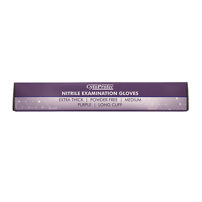 CytoProtec Extra Thick Nitrile Examination Gloves Powder Free Medium Long Cuff 50/Box - Purple x25