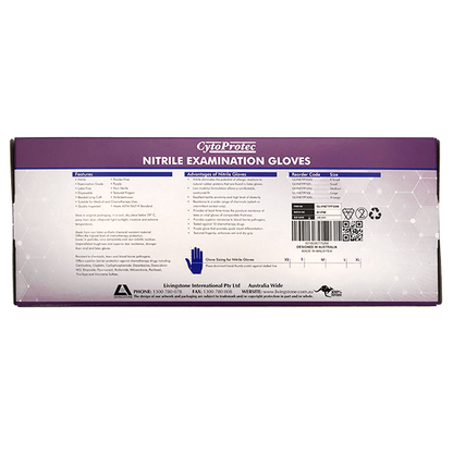 CytoProtec Extra Thick Nitrile Examination Gloves Powder Free Medium Long Cuff 50/Box - Purple x25