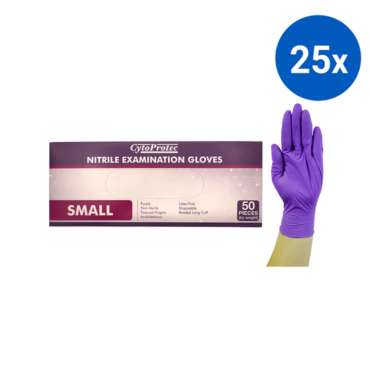 CytoProtec Extra Thick Nitrile Examination Gloves Small 50 Pcs/Box - Purple x25