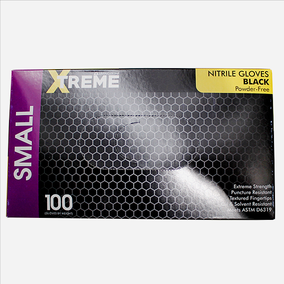 Livingstone Xtreme Thick Heavy Duty Nitrile Gloves Powder Free Small 100/Box - Black x40