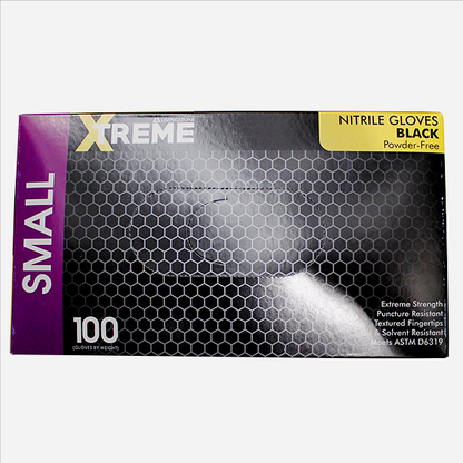 Livingstone Xtreme Thick Heavy Duty Nitrile Gloves Powder Free Small 100/Box - Black x40