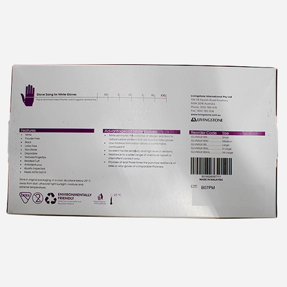 Livingstone Xtreme Thick Heavy Duty Nitrile Gloves Powder Free Small 100/Box - Black x40