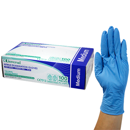 Universal Nitrile Examination Gloves AS NZ Powder Free EN374 Medium HACCP 100/Box - Blue x45
