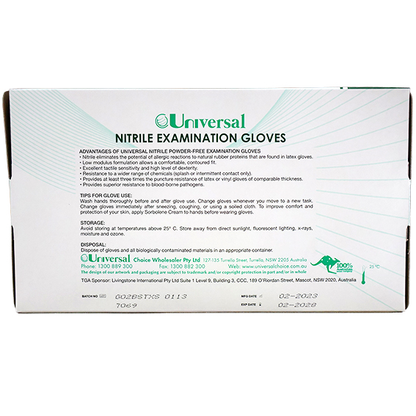 Universal Nitrile Examination Gloves AS NZ Powder Free EN374 Extra Small HACCP 100/Box - Blue x45