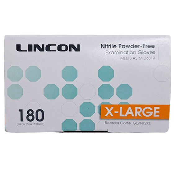 Lincon Nitrile Examination Gloves Powder Free Extra Large 180 Pcs/Box - Cobalt Blue x30