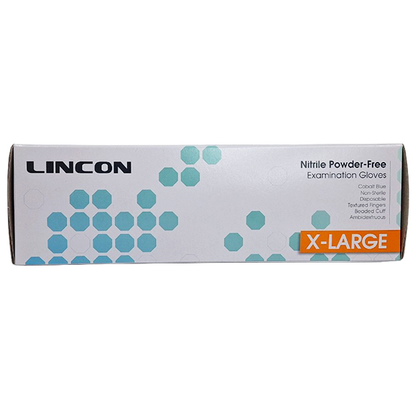 Lincon Nitrile Examination Gloves Powder Free Extra Large 180 Pcs/Box - Cobalt Blue x30