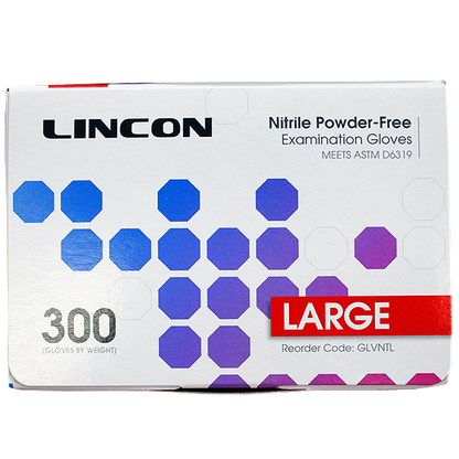 Lincon Nitrile Gloves Examination Powder Free ASTM EN374 Non Sterile Large 300/Box - Cobalt Blue x20