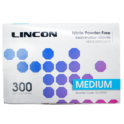 Lincon Nitrile Gloves Examination Non Sterile Medium 300/Box - Cobalt Blue x20