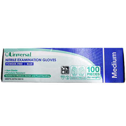 Universal Nitrile Examination Gloves ASTM Powder Free EN374 Medium HACCP 100/Box - Cobalt Blue x60