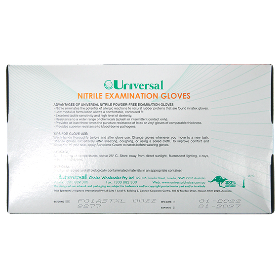 Universal Nitrile Examination Gloves ASTM Powder Free EN374 Extra Large HACCP 100/Box - Cobalt Blue x55