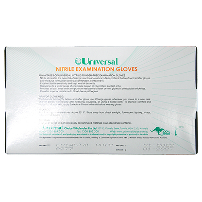 Universal Nitrile Examination Gloves ASTM Powder Free EN374 Extra Large HACCP 100/Box - Cobalt Blue x55