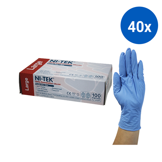 Ni-Tek Nitrile Premium Gloves AS NZ Powder Free EN374 Large HACCP 100/Box - Blue x40