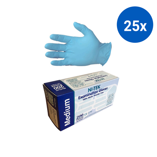 Ni-Tek Nitrile Gloves AS NZ Standard Powder Free EN374 Medium 200/Box - Blue x25